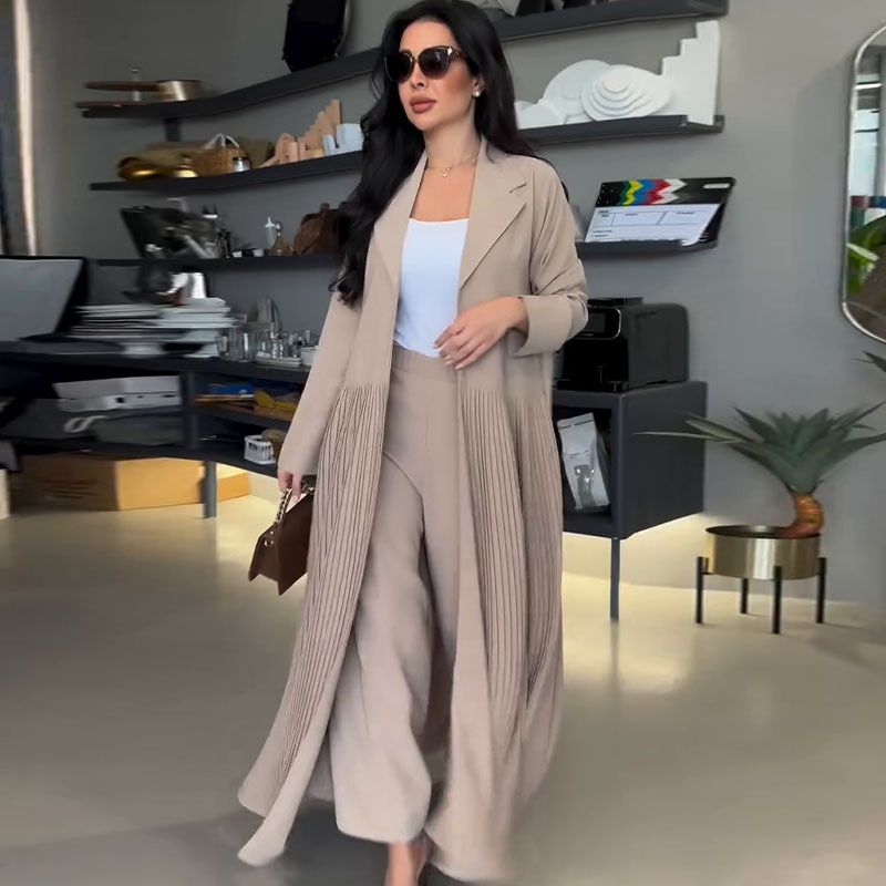 Pantaloni antivento a pieghe di media lunghezza, due pezzi, stile semplice, stile europeo e americano_voghion.com