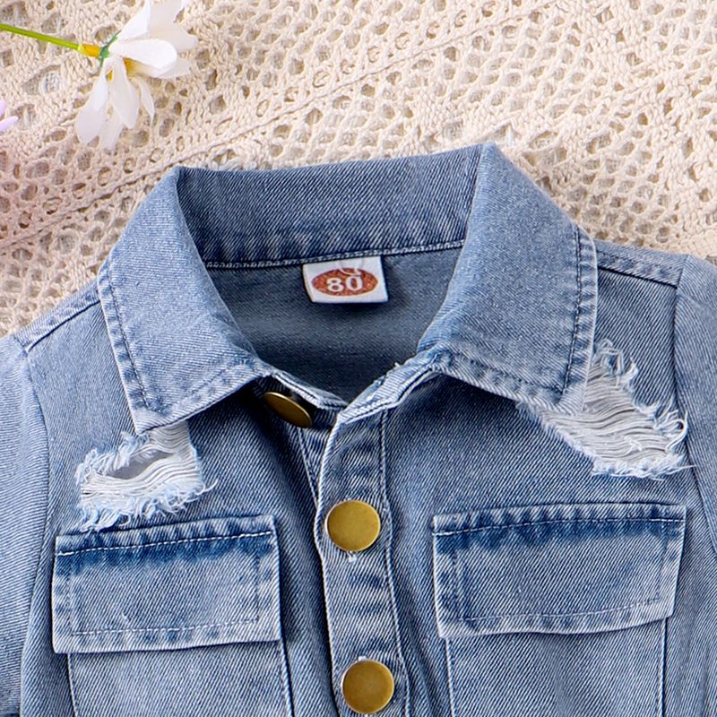 Kinderkleidung, neue Sommeranzüge für Mädchen, Jeans-Overall mit Revers und Loch in der Taille für kleine Kinder_voghion.com