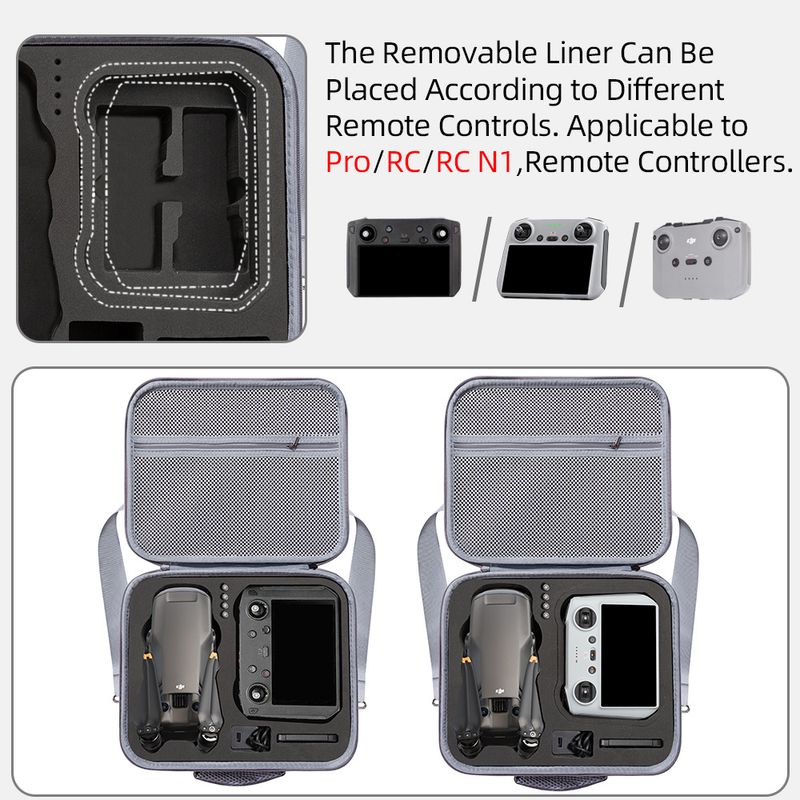 Graue Aufbewahrungstasche für DJI Mavic 3/3 Pro/3 Classic Case, tragbar, 2-in-1, Tragegriff, Gehäuse + RC/RC Pro/RC N1-Fernbedienung_voghion.com
