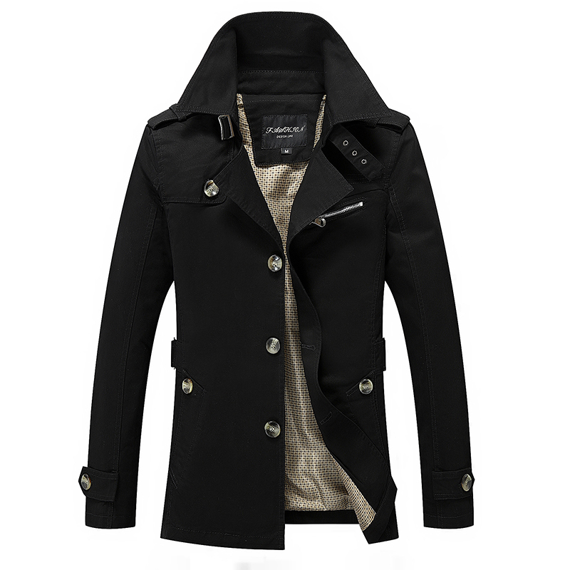 Trench, giacca a vento oversize, tinta unita, in puro cotone, casual, abbigliamento da uomo, cappotti e giacche_voghion.com