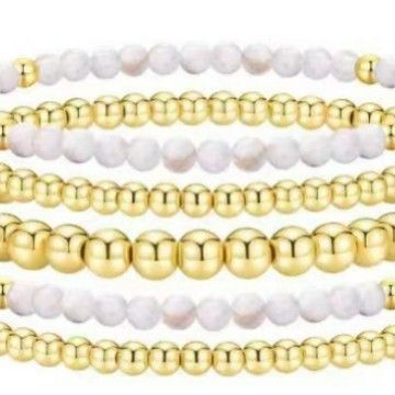Handcrafted Golden Pearl Bracelet With Acrylic Beads & Obsidian – Boho Chic Women’s Jewelry For Gifting & Everyday Elegance_voghion.com