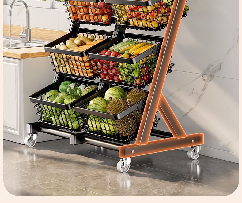 Cestello portaoggetti da cucina, multistrato, da pavimento, mobile, per frutta e verdura, multifunzionale per uso domestico_voghion.com