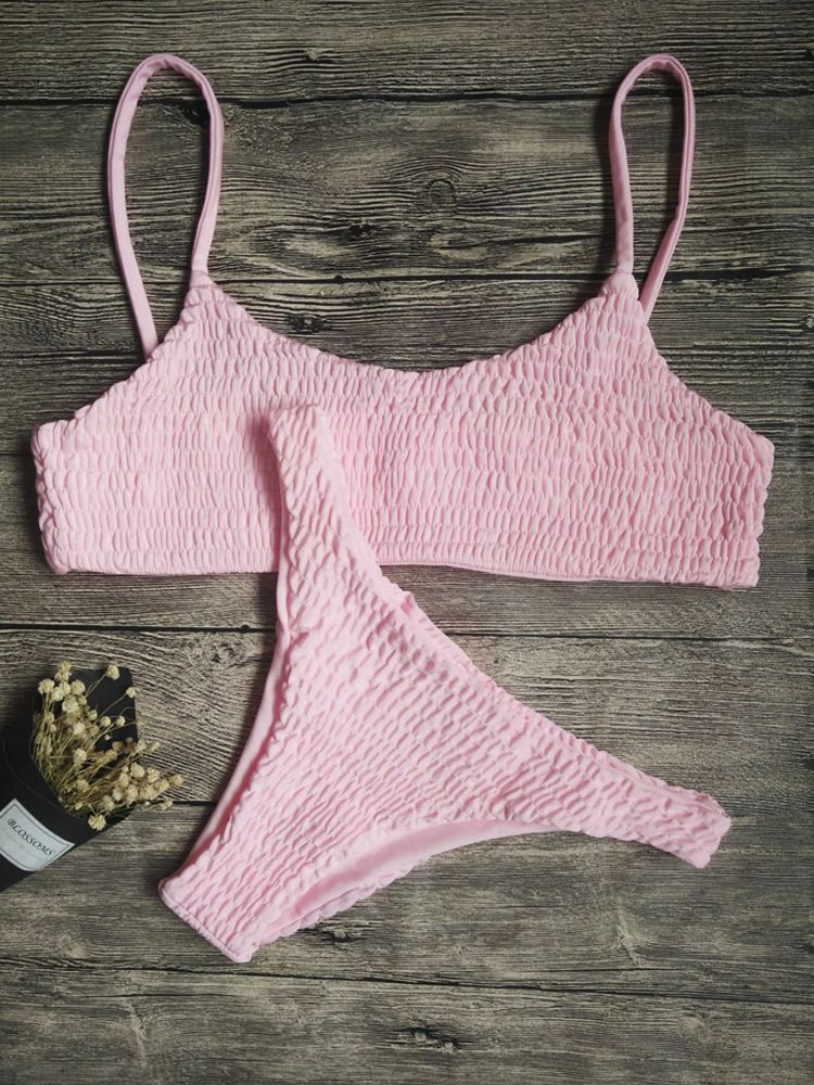 Costume da bagno caldo da donna, bikini sexy a triangolo plissettato _voghion.com