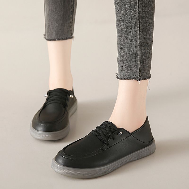 Flat bottomed casual two lazy white women's autumn new item, one foot on small leather shoes, soft sole, comfortable_voghion.com