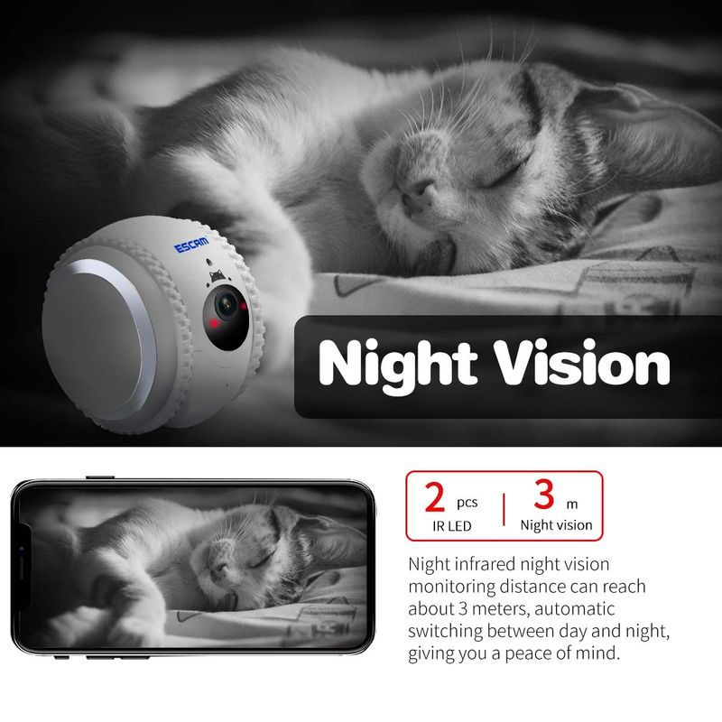 QF011 2MP Smart Pet Robot Camera with Night Vision & APP Remote Control(EU Plug)_voghion.com
