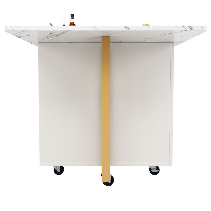 Tragbarer Esstisch Mit Klappbarer Marmorplatte, 6 Rollen, Goldene Beine_voghion.com
