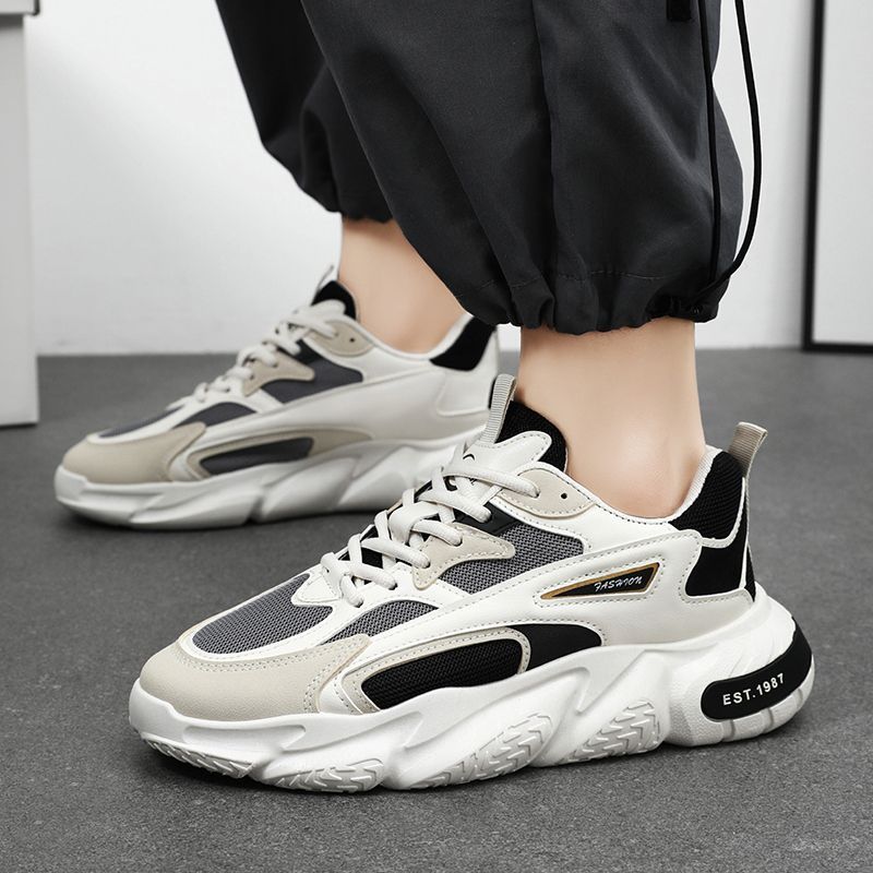 Tênis plataforma esportivo casual masculino, tênis de corrida daddy tide para primavera, novo, respirável, de malha_voghion.com