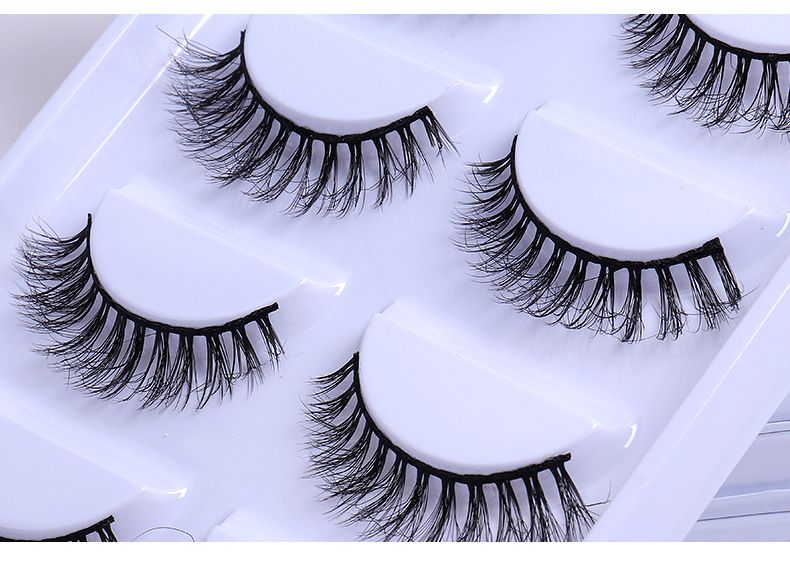 Doppeltes Augenlid, europäische und amerikanische falsche Wimpern, 3D, 5 Paar weiche, gekreuzte Curling-Wimpern_voghion.com