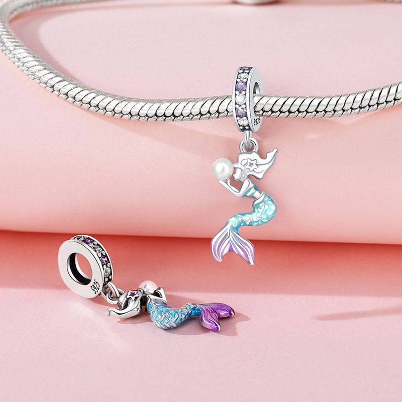Bijou original en argent sterling 925 pour femme, pendentif queue de poisson en forme de tortue, style océan, accessoires de bijouterie DIY, bracelet à cordon_voghion.com