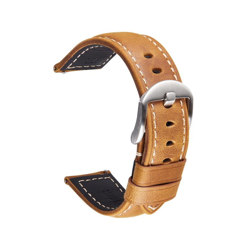 Premium Genuine Leather Watch Band For Smartwatches - 22mm Quick Release Strap, Classic Retro Design, Soft & Durable, Multiple Color Options_voghion.com