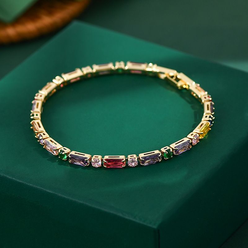 Damsmycken Mikroinläggningar Färgad Zirkon Klokedja Nisch Design Kedja Armband Kvinnligt Mode All Match Handsmycken_voghion.com