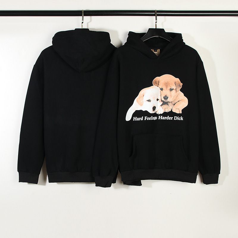 2023 Rapper americano di strada con felpa con cappuccio e stampa sentimentale di un cagnolino, pullover largo per uomo e donna_voghion.com