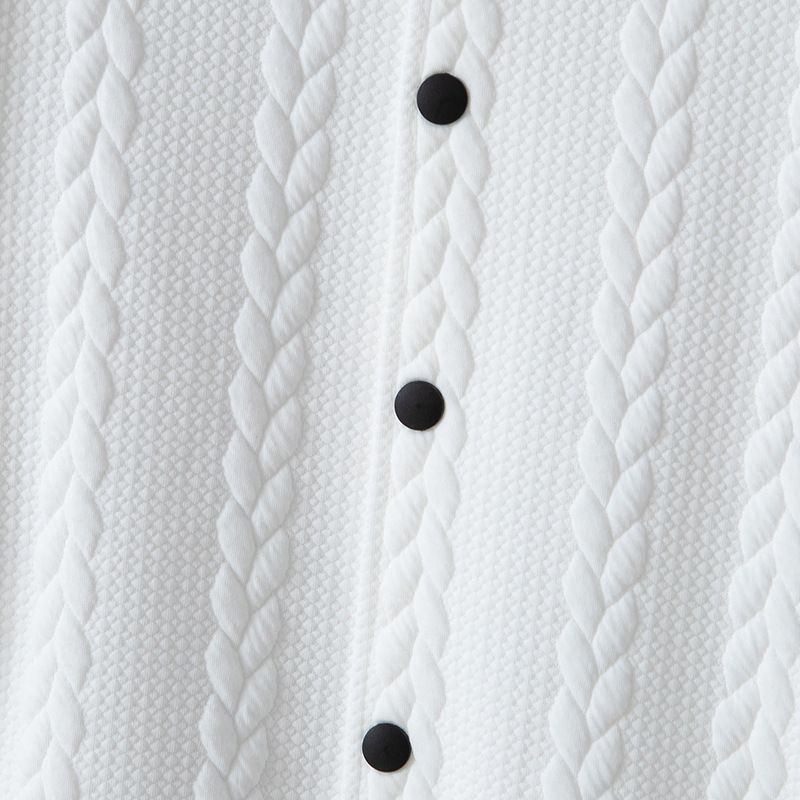Herbst/Winter Herren Baseballuniform, gestrickt, Jacquard, einfarbig, Stehkragen, lässig, mit überschnittener Schulter, Button-Down-Jacke_voghion.com