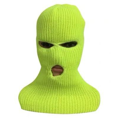 Cappello invernale Yuanbao a tre fori lavorato a maglia color caramella in lana, scaldacollo, per ciclismo all'aperto, antivento_voghion.com