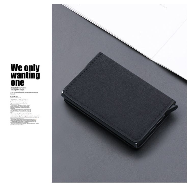 Tarjetero, monedero, cartera, tarjetero de lona, con cepillo antirrobo RFID, expulsa automáticamente la tarjeta de crédito, clip para dólares, tarjetero metálico, cartera multitarjeta para hombre._voghion.com