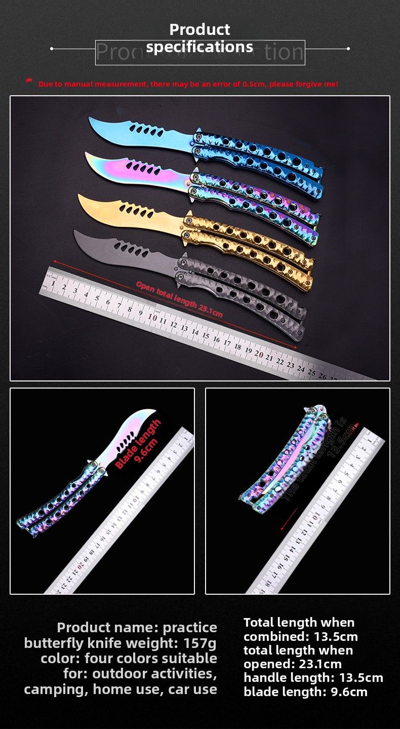 【Nowy nieostrzony motyl】Przenośny, obrotowy, transformowalny, fajny nóż do rzucania dla początkujących, wykonany w całości ze stali_voghion.com