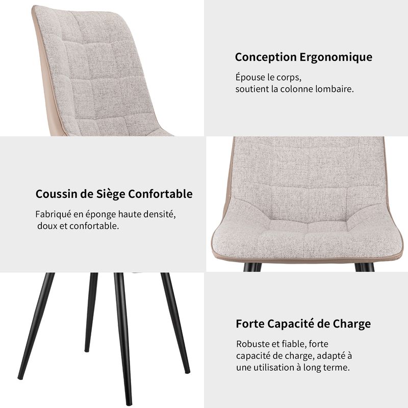 2er Set Esszimmerstühle Mit Leinenstoff, Metallgestell_voghion.com