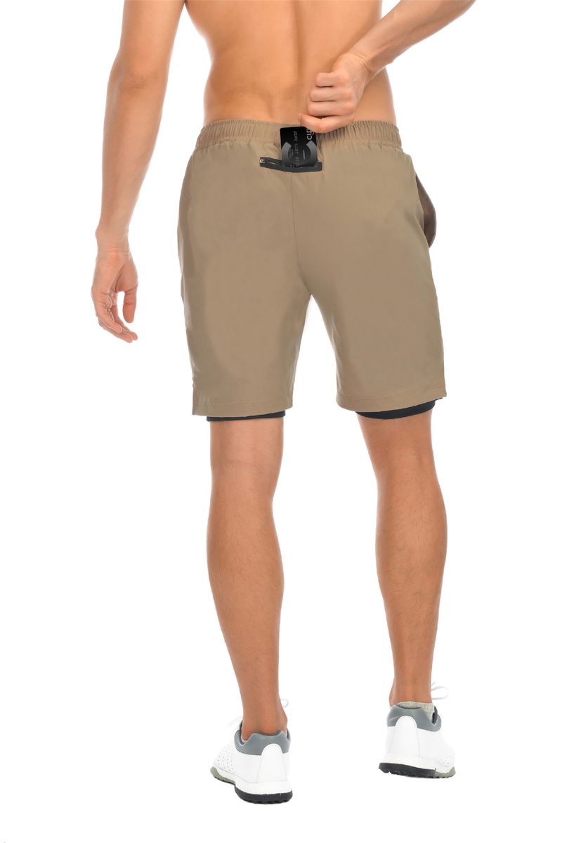 2-in-1-Trainingsshorts für Herren – schnelltrocknend und scheuerfrei für Fitnessstudio und Basketball (US-Größe 7 Zoll, Innennaht, Kompressionsfutter, Schwarz/Grau/Rot)_voghion.com