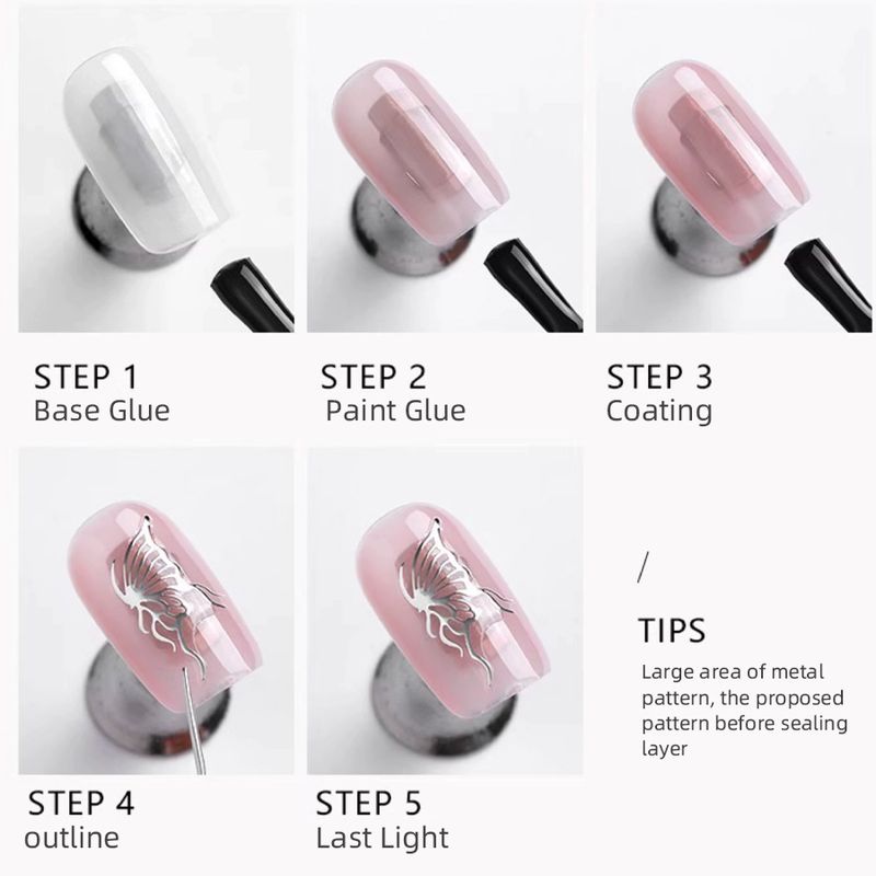 Nails Art & Tools Hochglanz metallic lackiert Kleber silber Nagellack Kleber Rand Super Flash Mirror silber Sondermodell_voghion.com
