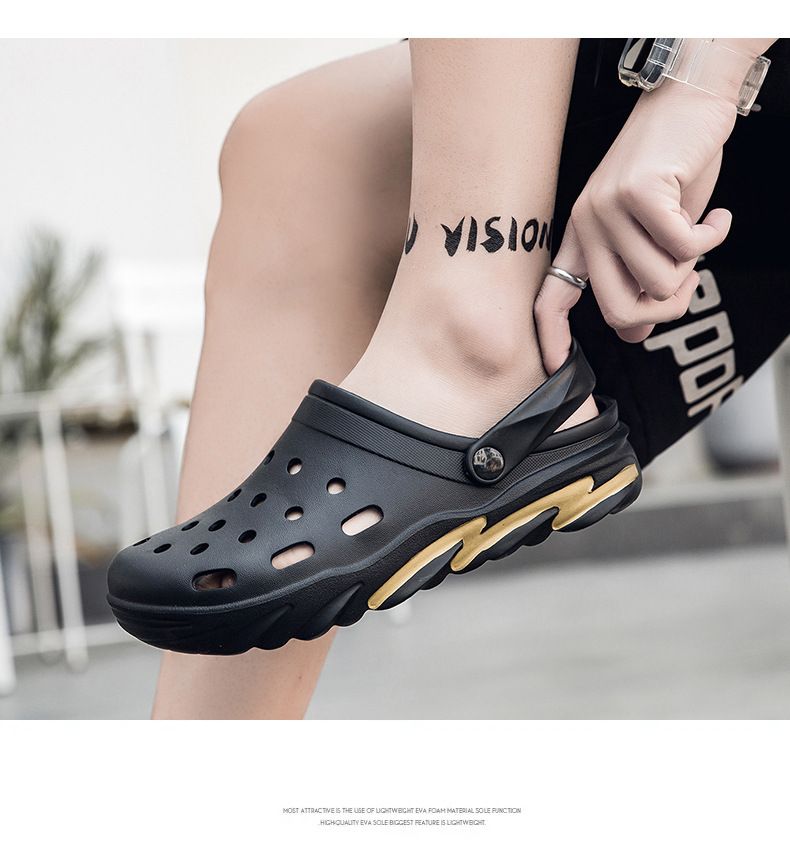 Chaussures d'été pour hommes, chaussures de plage légères et antidérapantes, pantoufles à double usage, taille L_voghion.com