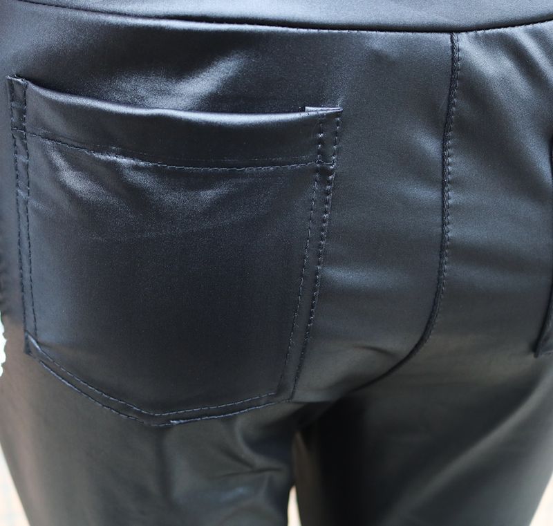 Women's Clothing High Waist Slim Leather Pencil Trousers _voghion.com