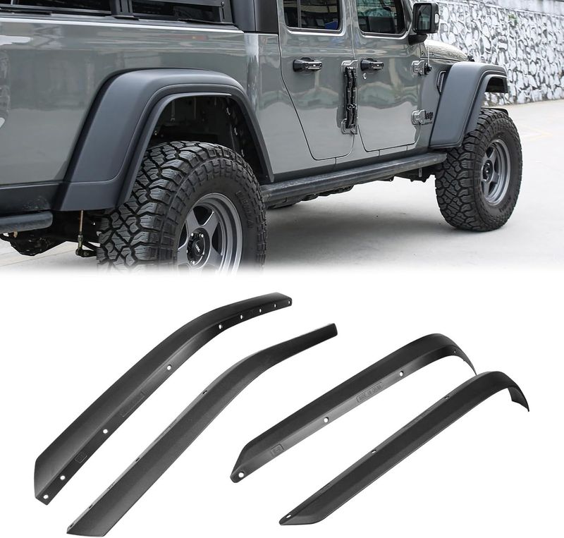 Front & Rear Fenders Compatible With 2020-2024 Jeep Wrangler Gladiator JT Mojave & Rubicon, Off-Road Wheel Fender Liner Set 4 Pcs(Only Fit High Clearance Fender Flares)_voghion.com
