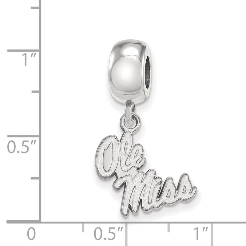 Sterling Silver Rhodium-plated LogoArt University Of Mississippi Ole Miss Small Dangle Bead Charm_voghion.com