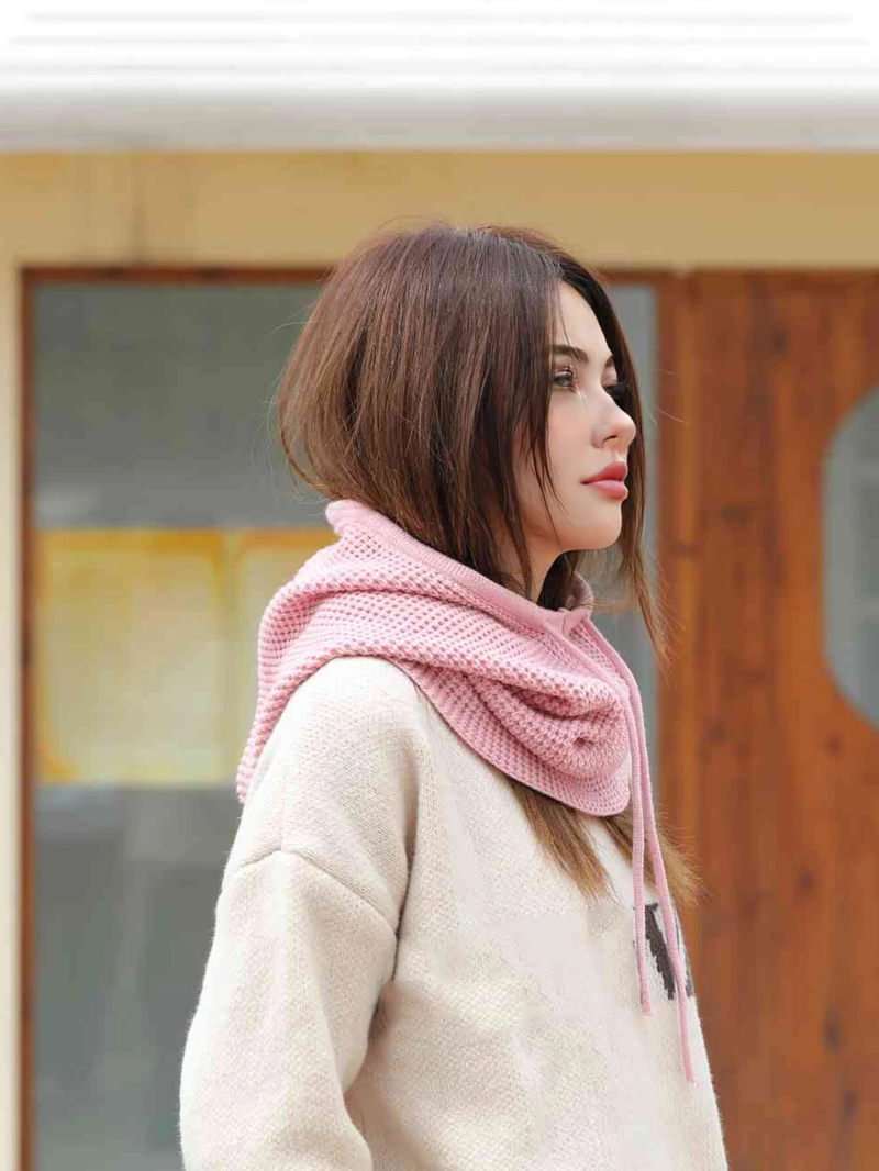 Un berretto invernale da donna, passamontagna lavorato a maglia, maschera, collo, sciarpa circolare, cappello da neve_voghion.com