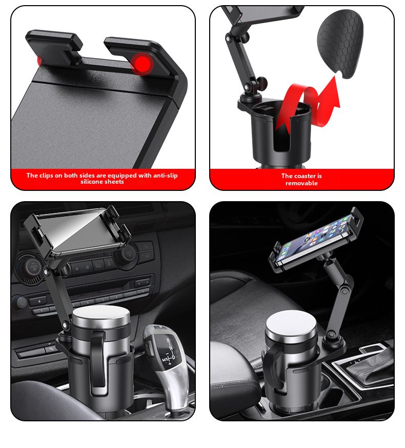 Porte-gobelet de voiture transfrontalier Extender porte-gobelet d'eau de voiture porte-gobelet d'eau support de boisson multifonctionnel support de stockage support de téléphone portable_voghion.com