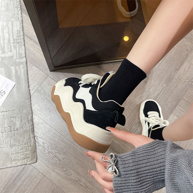 Wave Bread para mujer en primavera de 2024 Nueva moda, cómoda, de altura alta, zapatillas deportivas para parejas con suela gruesa_voghion.com