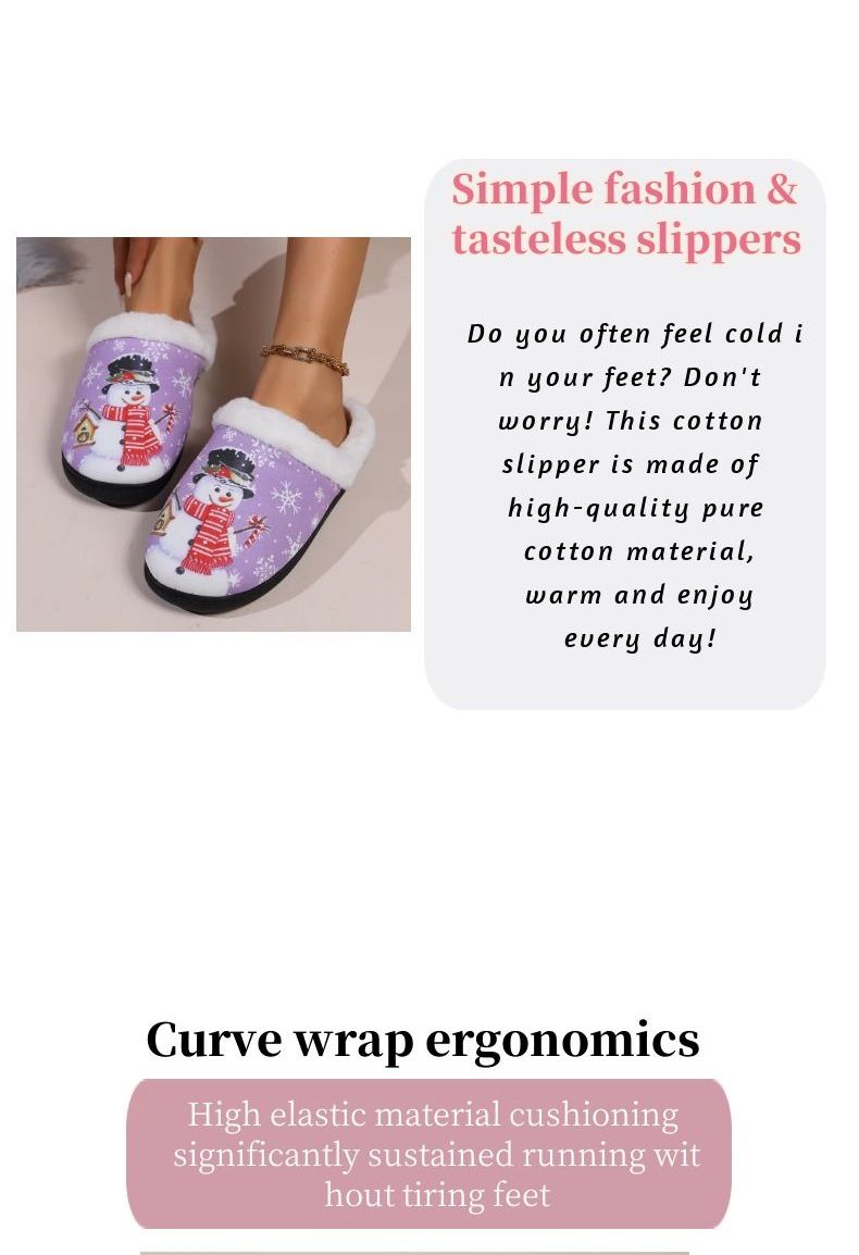 Comode pantofole di peluche per donna e uomo - Pantofole da interno/esterno con fodera in morbido pile e stampa a cartoni animati (nero, rosso, viola)_voghion.com