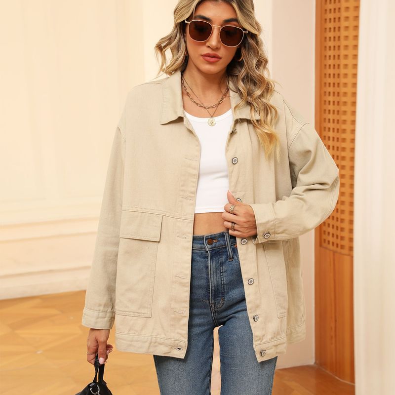 villsäiteg schlank retro klassesch locker Denim Casual Jacket Top fir Fraen_voghion.com