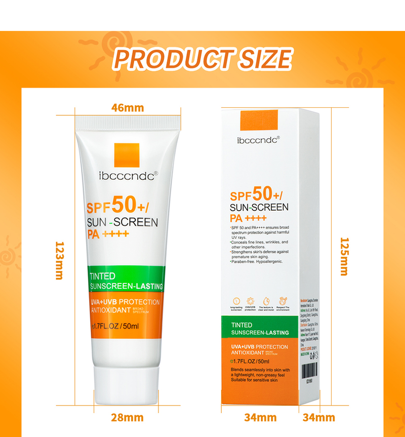 Tinted Facial New Cream Spf 50 Oliefri Anti UVA/UVB Body Face Solcreme Hyaluronsyre Hudpleje 5_voghion.com