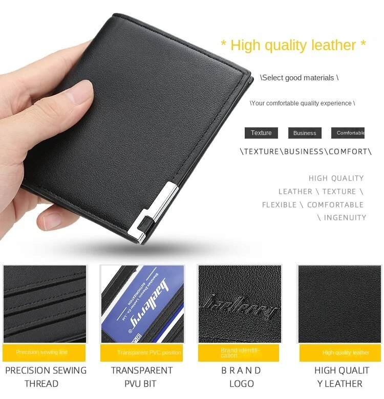 Wallet Men Short Iron Edge Ultra-thin Youth Men's Wallet Trendy Horizontal Card Holder_voghion.com
