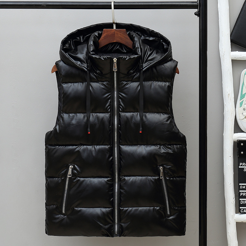 Cappotto luminoso autunno-inverno, gilet in piumino di cotone, cappello staccabile, coppia ispessita, spalla Kam alla moda per uomo e donna,_voghion.com