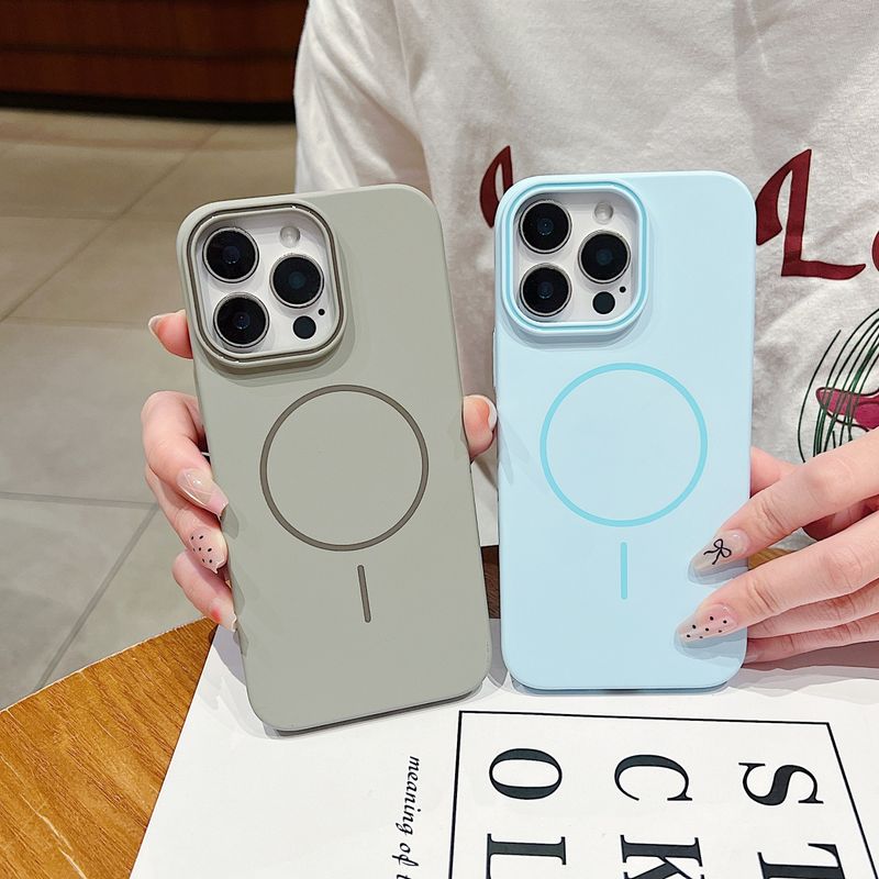 Custodia magnetica originale ultra sottile in PC rigido per iPhone 16, 15, 14 Plus, 13, 12 Pro Max, 11, con ricarica wireless e antiurto._voghion.com