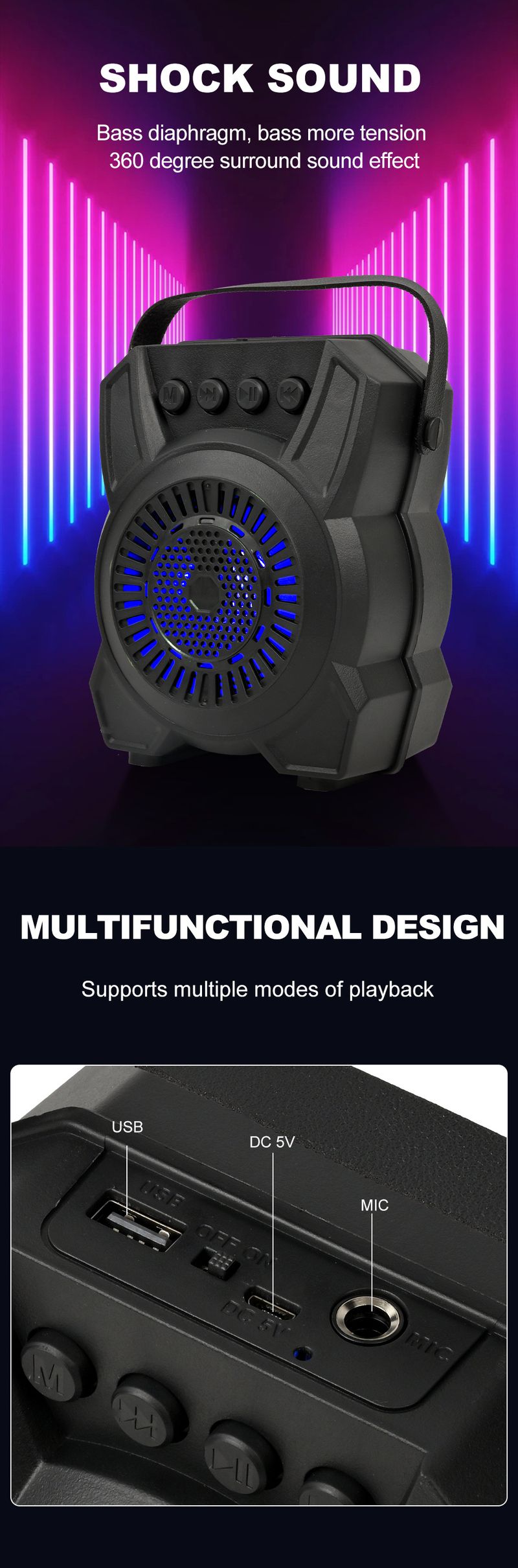 ZQS1316 Mini prijenosni Bluetooth zvučnik s radiom i višenamjenskim zvučnikom_voghion.com
