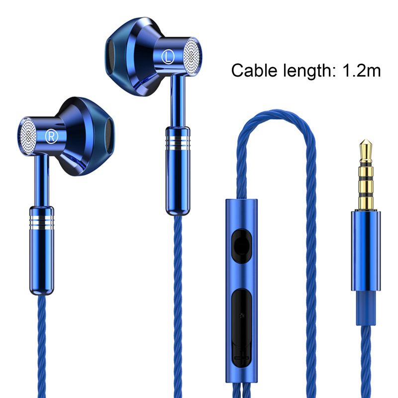 Wired Earbuds Ergonomic Heavy Bass In-ear 1.2m Metal 3.5mm Wire Control Earphones for Music_voghion.com