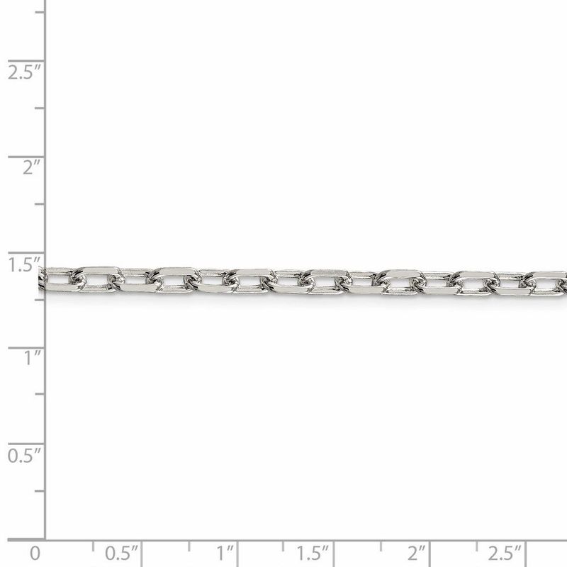 Sterling Silver Rhodium-plated 4.5mm Diamond-cut Long Link Cable Chain_voghion.com