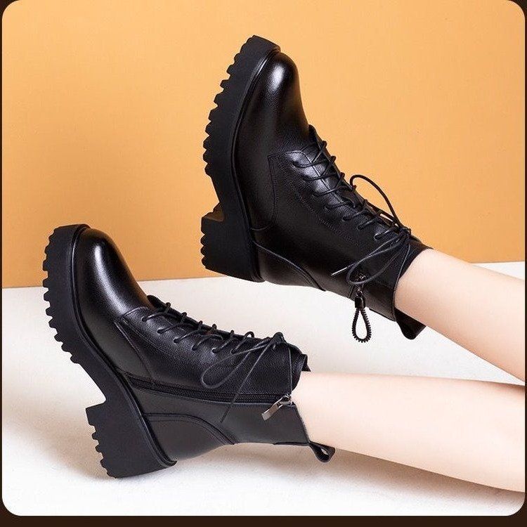 Neue Martin-Shorts im britischen Stil für Damen, Modell 2026: Dicke Sohle, Blockabsatz, Schnürung, Fleece-Futter, rutschfest, vielseitig und weich_voghion.com