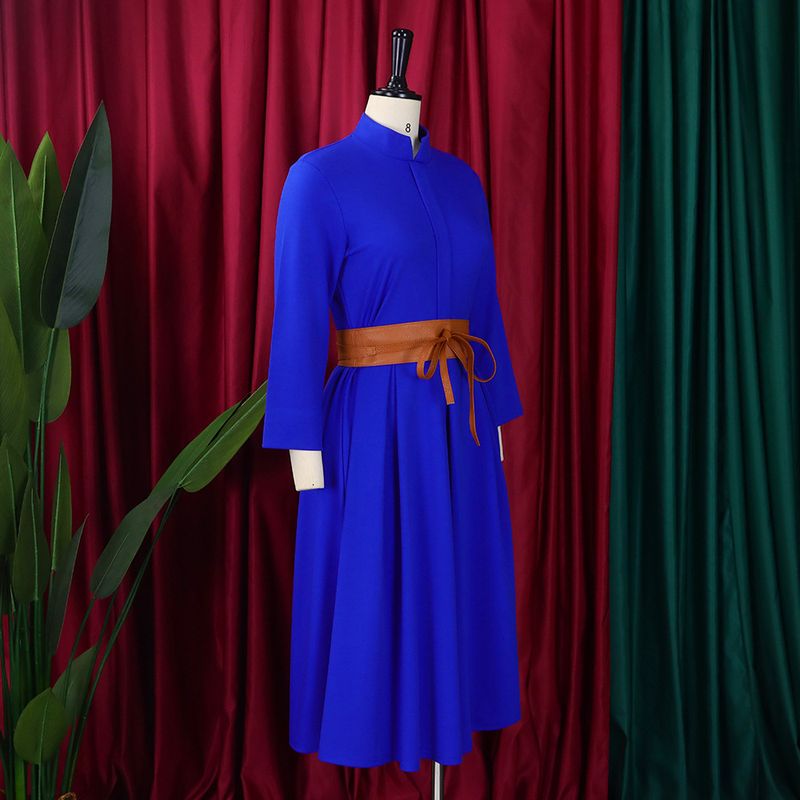 2024 Herbst/Winter Neues einfarbiges, elegantes und modisches Tunle-Kleid in großer Größe_voghion.com