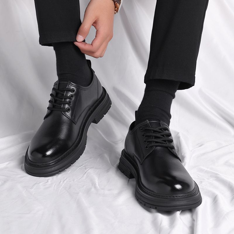 ShoeVault Scarpe Derby da uomo in pelle di vacchetta, grandi dimensioni, con punta tonda, nere, casual, formali, da sposa e da sposo_voghion.com