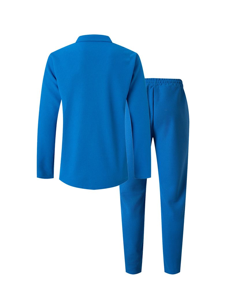 Men's Clothing Waffle-Knit Blazer & Pants Set – Premium Textured Suit For Men (Khaki/Black/Navy, S-XXXL)_voghion.com