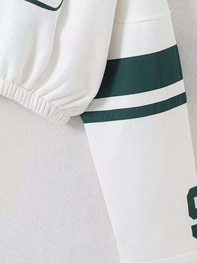 Conjunto de sudadera y jogger retro chic para mujer: conjunto de dos piezas de poliéster suave, cómodo y a la moda para otoño, estampado moderno (tallas S/M/L)_voghion.com