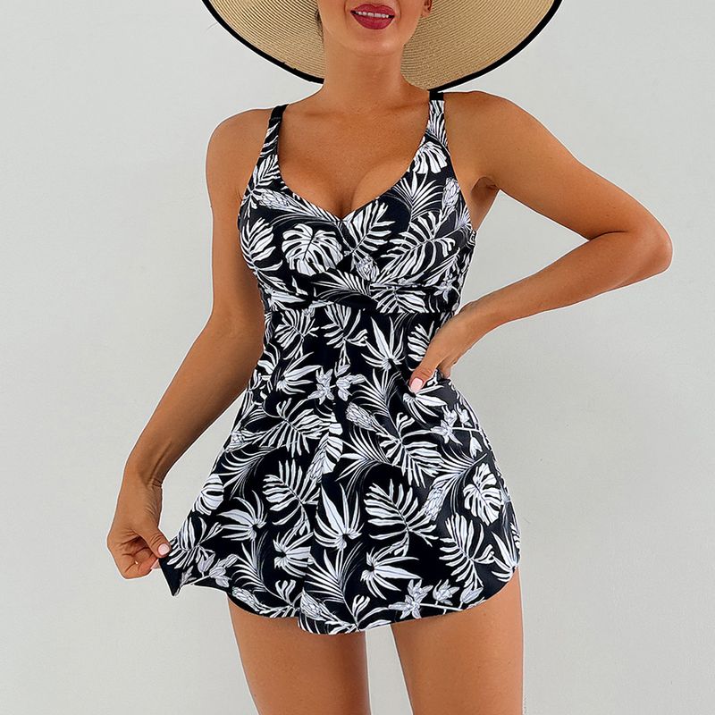 Damenbekleidung Badeanzug Bedruckter Rock Boxer Badeanzug Damen Strand Badeanzug_voghion.com