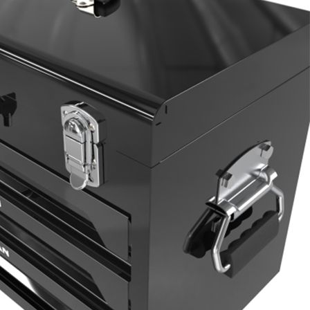 20'' Portable 3-Drawer Steel Toolbox, 4 Layers Of Tools With Metal Latches, With Top Storage Tray And Carrying Handle, Multi-Function Tool Storage For Garage, Home, Or Workbench,Black_voghion.com