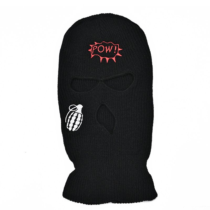 LazyZoom Winter Warm Three-Hole Knitted Ski Balaclava Cycling Face Mask Ear Protection Windproof Head Wrap Cold Hat_voghion.com