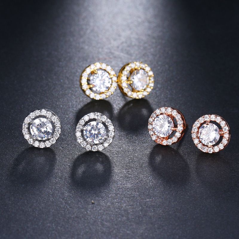 Unisex Mode Kleine Disc Zirkon Ohrringe Persönlichkeit Ohrringe_voghion.com