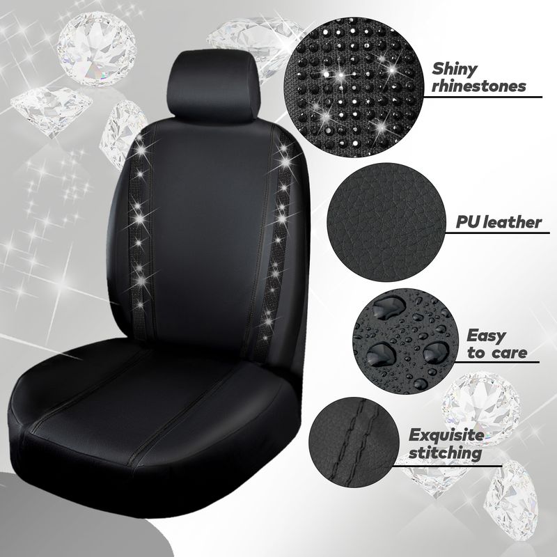 Schwarz Strass Bling Universal Protector Abdeckungen Auto Sitz Abdeckung Auto Innen Zubehör_voghion.com