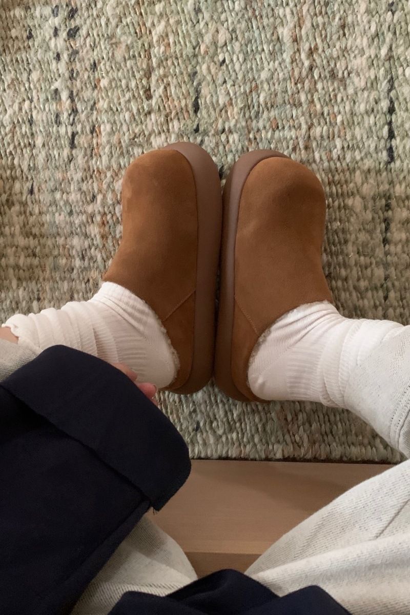 Internet Celebrity Style Thick-Soled Little Potato Plush Lined Shoes Warm Slip-On Half-Slip Snow Boots For_voghion.com